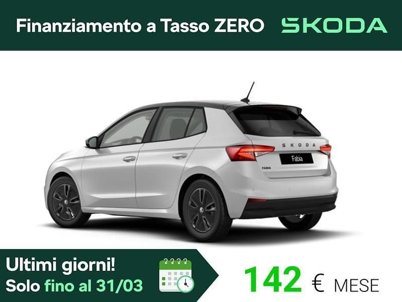 Nuova Skoda Fabia 95 CV (69 kW) 2026 Bianco luna metallizzato nero tulipano p Utilitaria