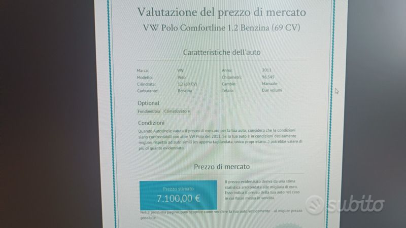 Usata VW Polo Comfortline 69 CV (50 kW) 2011 Grigio Utilitaria