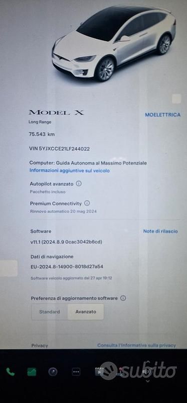 Usata Tesla Model X Long Range AWD 450 kW (612 CV) 2020 Bianco SUV