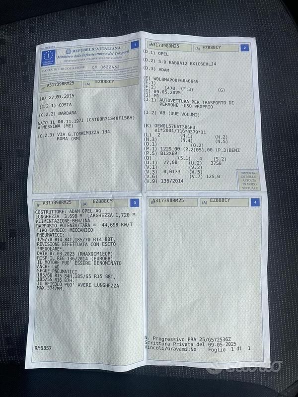 Usata Opel Adam 70 CV (51 kW) 2015 Utilitaria