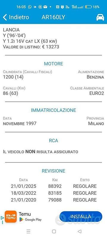 Usata Lancia Ypsilon 1997 Utilitaria