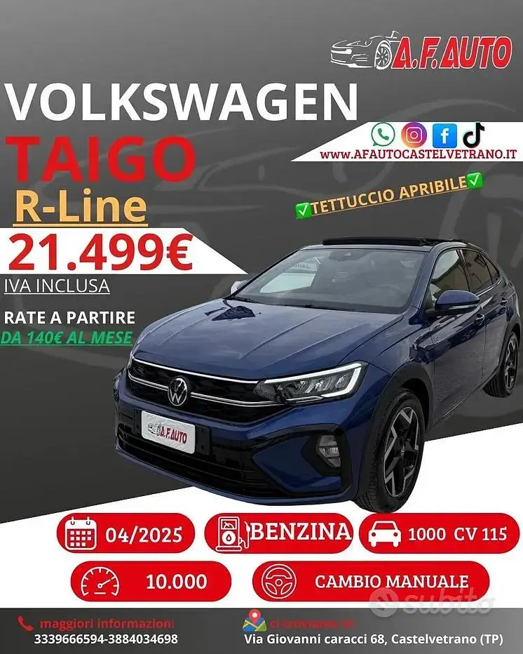 Usata VW Taigo R-line 115 CV (84 kW) 2025 Blu SUV