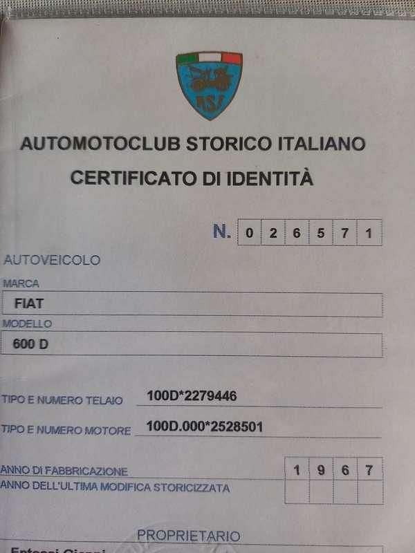 Usata Fiat 600D 29 CV (21 kW) 1967 Bianco Berlina