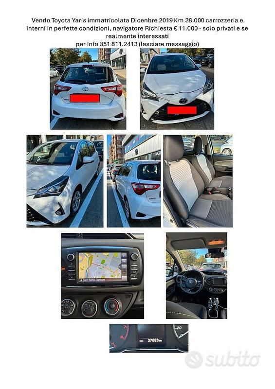 Usata Toyota Yaris 65 CV (47 kW) 2019 Bianco Berlina