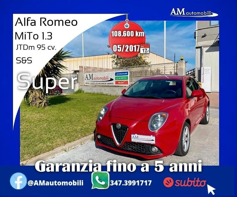 Rosso Usata 2017 Alfa Romeo MiTo Super Due volumi | 9300 € (Buon prezzo) - Immagine 1/4