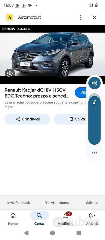 Usata Renault Kadjar 115 CV (84 kW) 2015 Grigio SUV