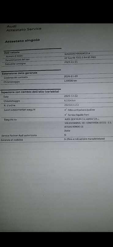 Usata Audi A3 Business 116 CV (85 kW) 2024 Berlina