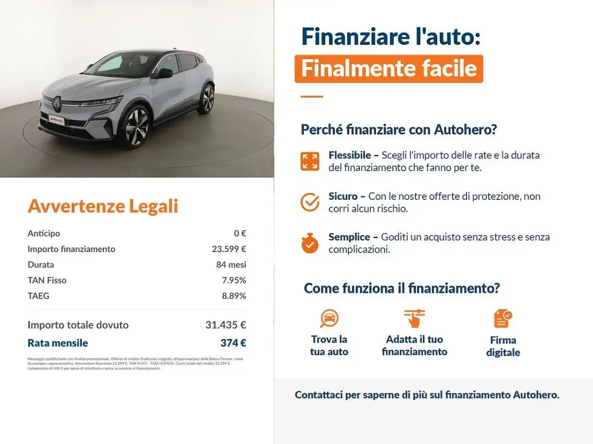 Usata Renault Megane E-Tech Techno 160 kW (218 CV) 2023 Grigio Berlina