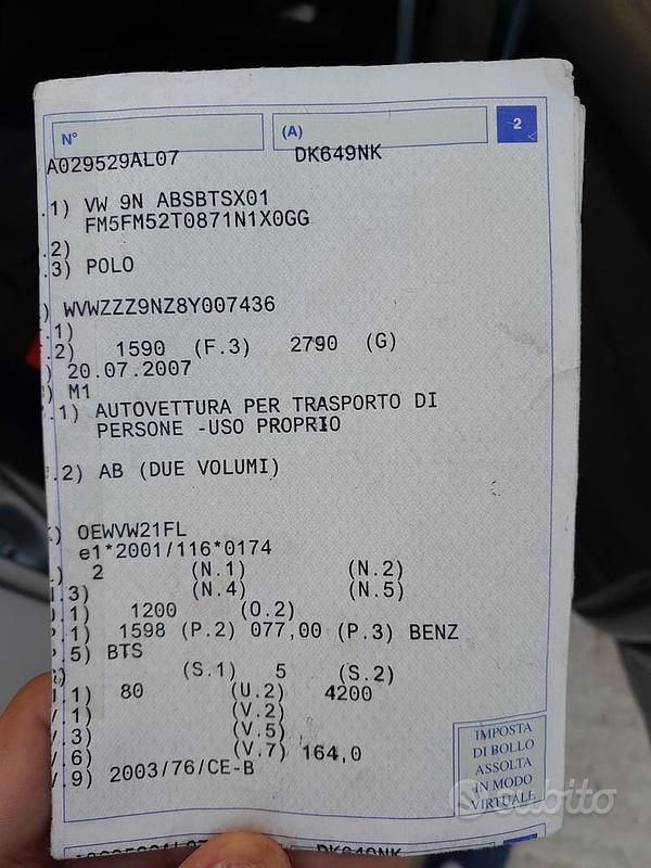 Grigio Usata 2007 VW Polo Due volumi | 1500 € - Immagine 1/4