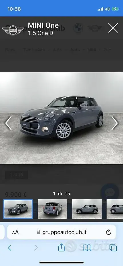 Usata Mini Cooper D 95 CV (69 kW) 2014 Grigio Utilitaria
