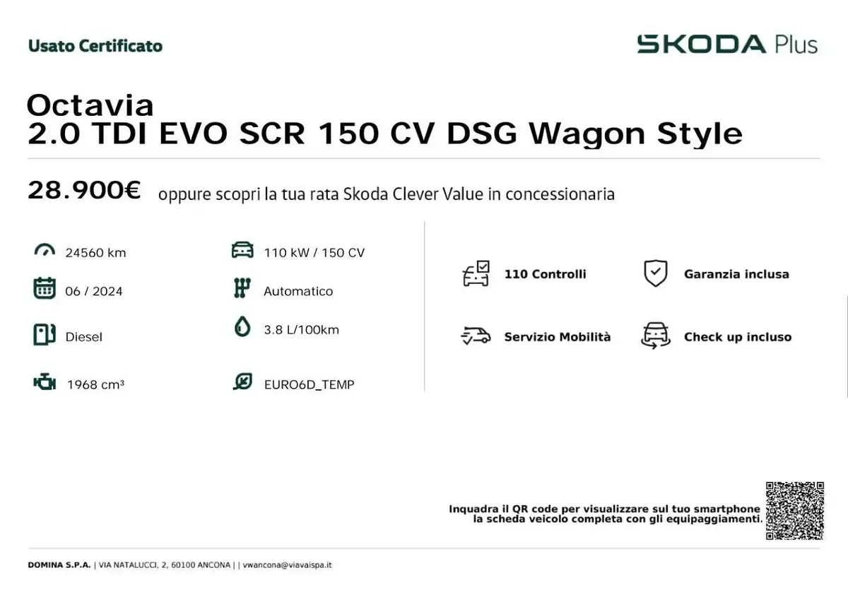 Brugt Skoda Octavia Style 150 HK (110 kW) 2024 Grå Stationcar