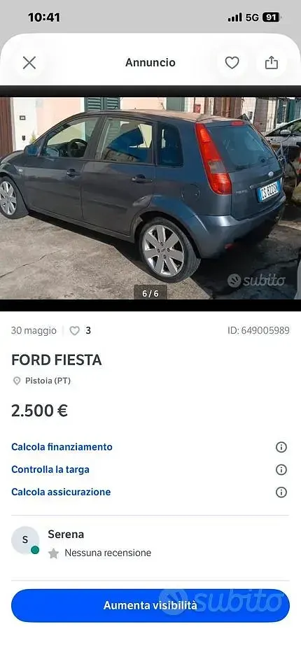 Usata Ford Fiesta 75 CV (55 kW) 2005 Grigio Utilitaria