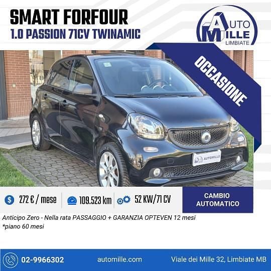 Usata Smart ForFour Passion 71 CV (52 kW) 2017 Nero Utilitaria