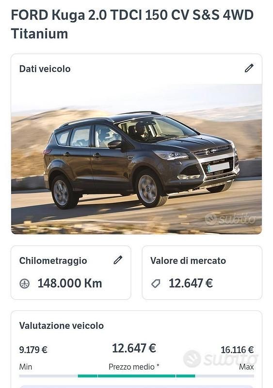 Bianco Usata 2016 Ford Kuga Titanium SUV | 11.890 € (Buon prezzo) - Immagine 1/1