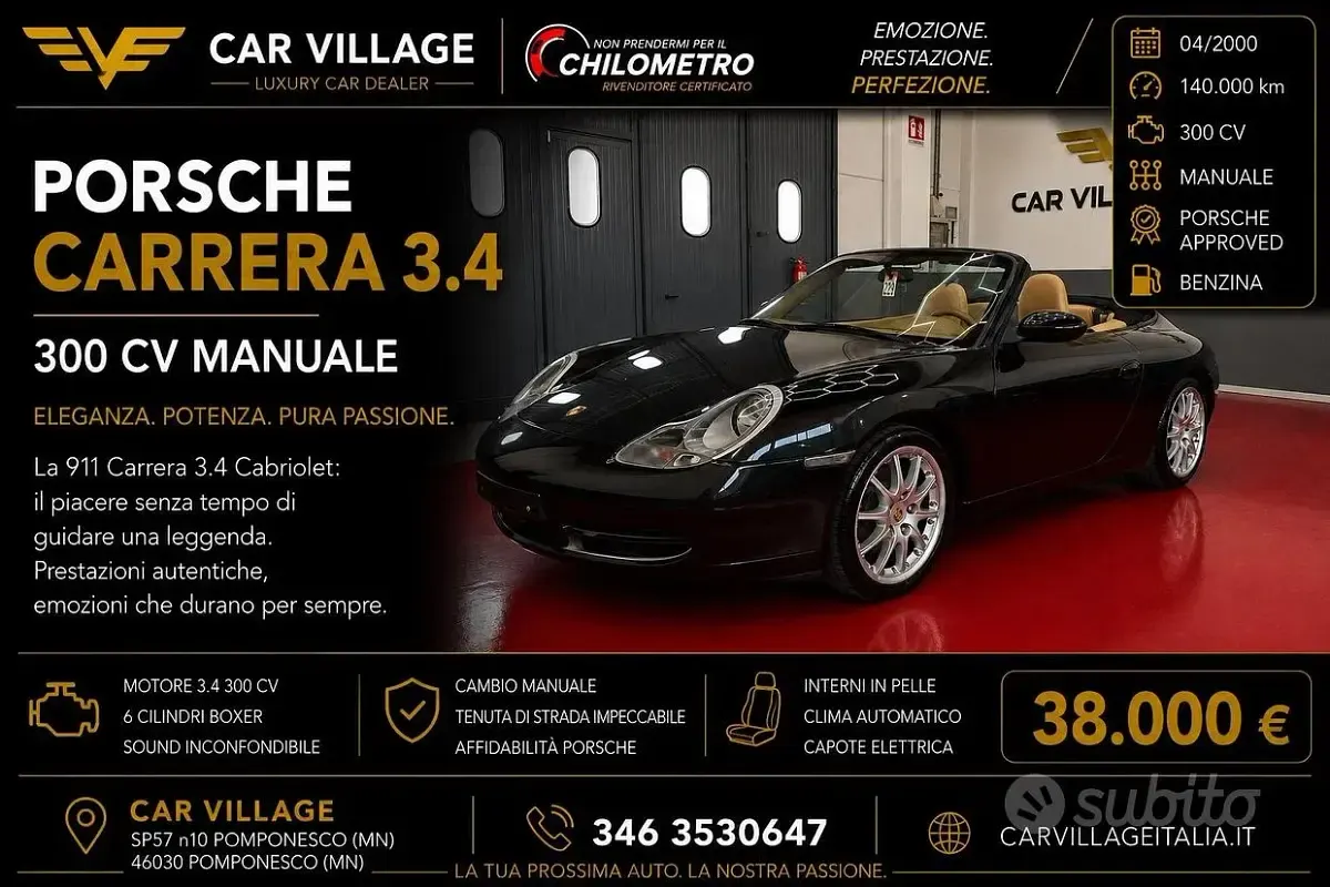 Usata Porsche 911 Carrera Cabriolet 300 CV (220 kW) 2000 Cabrio