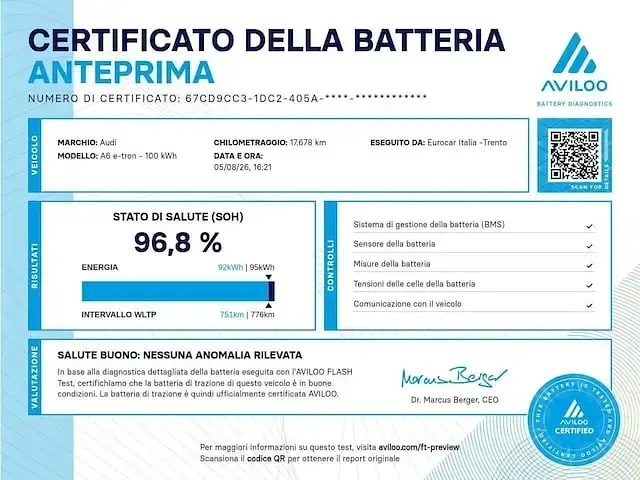 Usata Audi A6 e-tron Business 269 kW (367 CV) 2025 Blu malpelo metallizzato Station wagon