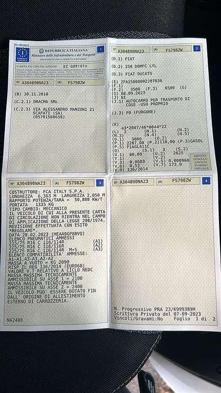 Usata Fiat Ducato 68 CV (50 kW) 2023 Bianco Furgone