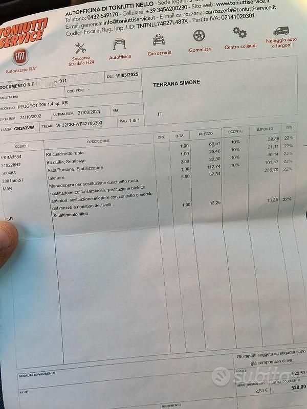 Usata Peugeot 206 75 CV (55 kW) 2002 Nero Utilitaria