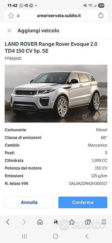 Usata Land Rover Range Rover evoque SE 204 CV (150 kW) 2018 Bianco SUV