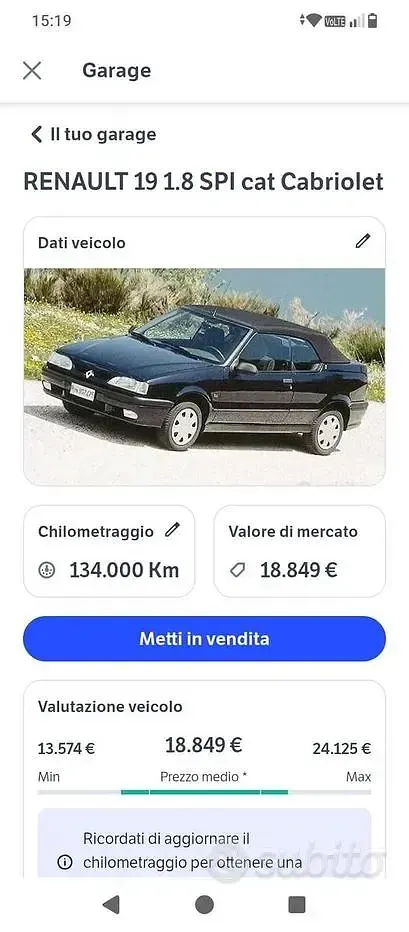 Usata Renault 19 135 CV (99 kW) 1994 Cabrio