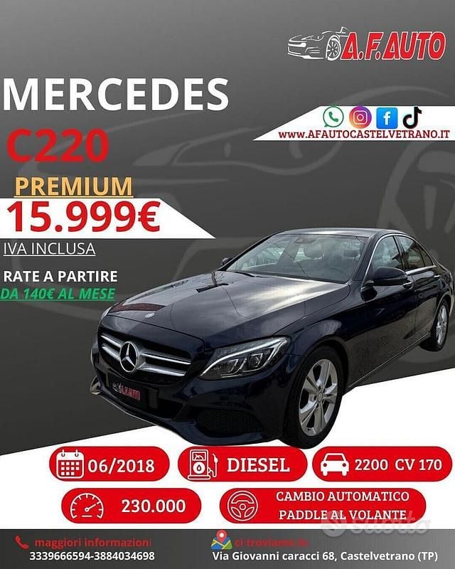 Usata Mercedes C220 Premium 169 CV (124 kW) 2018 Blu Berlina