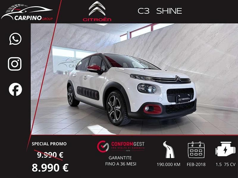 Usata Citroën C3 Shine 75 CV (55 kW) 2018 Bianco Utilitaria