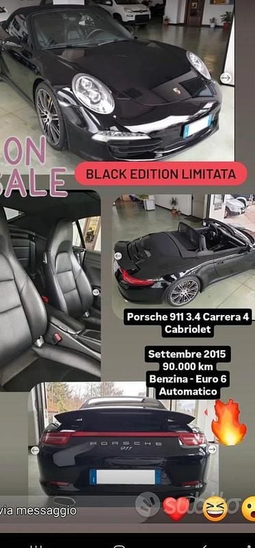 Usata Porsche 911 Carrera 4 Cabriolet 350 CV (257 kW) 2015 Nero Cabrio