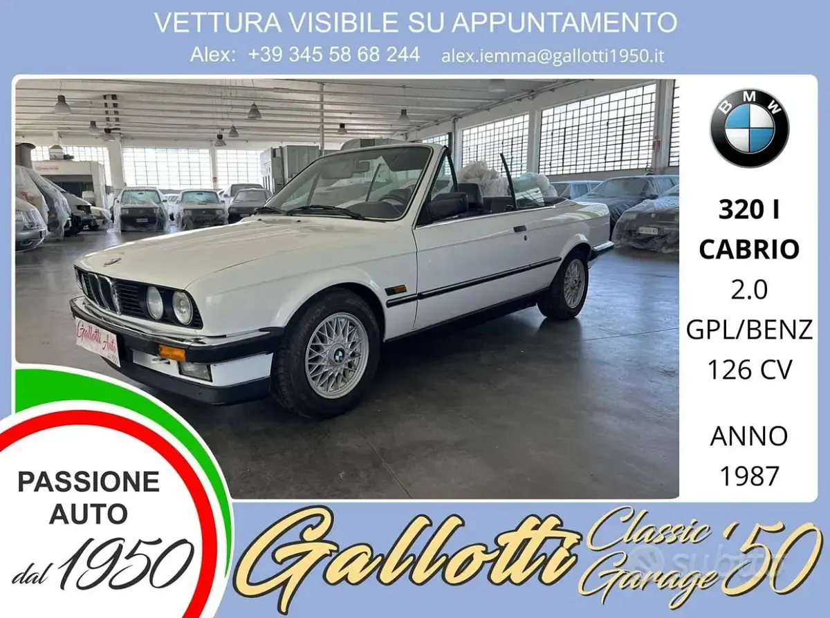 Usata BMW 320 Cabriolet 126 CV (92 kW) 1987 Bianco Cabrio
