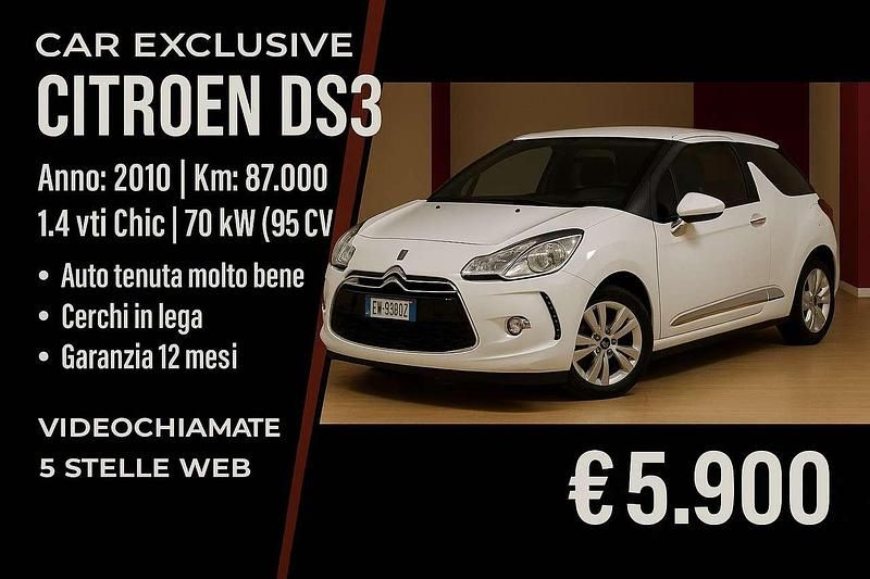 Bianco Usata 2010 Citroën DS3 Chic Tre volumi | 5900 € (Buon prezzo) - Immagine 1/4