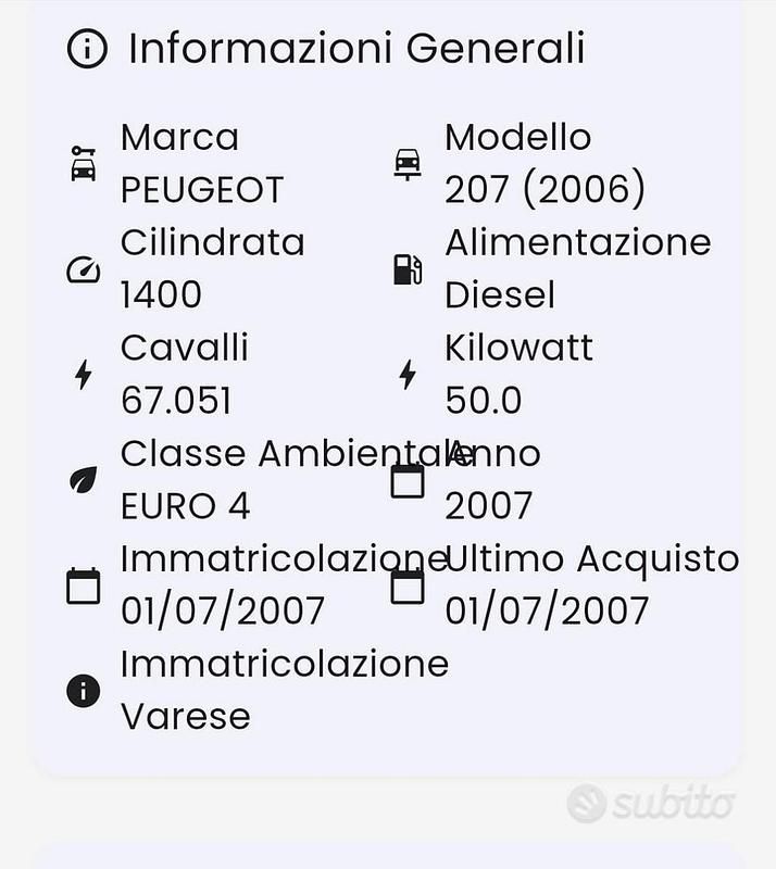 Usata Peugeot 207 88 CV (64 kW) 2007 Blu Berlina