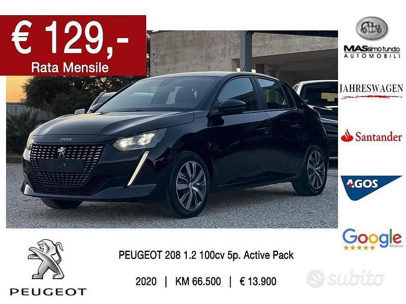 Usata Peugeot 208 Active 100 CV (73 kW) 2020 Nero Utilitaria