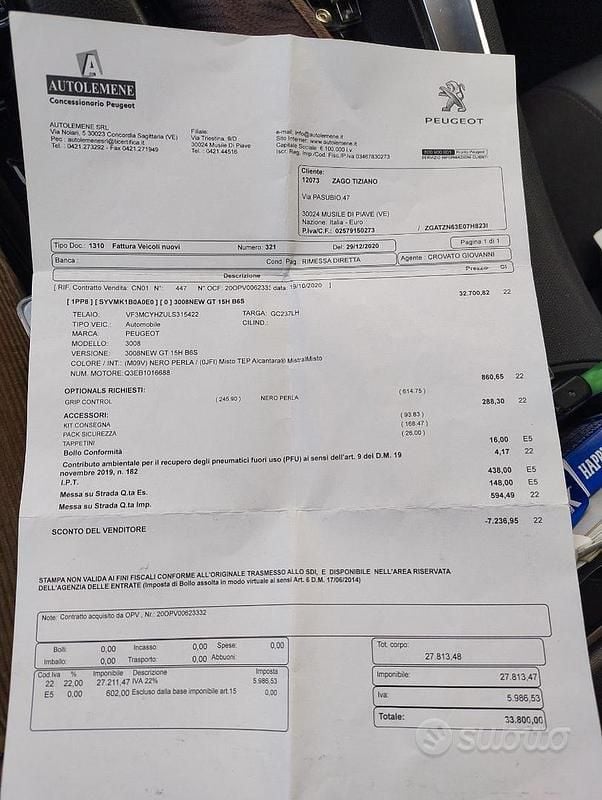 Usata Peugeot 3008 131 CV (96 kW) 2020 Nero SUV