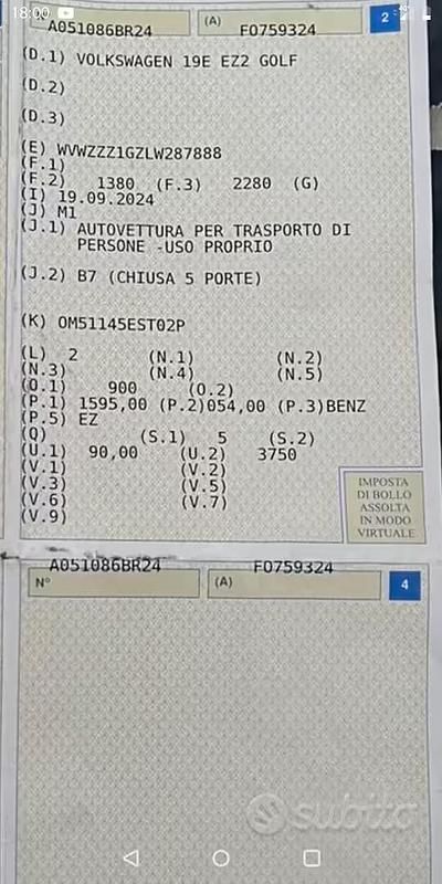 Usata VW Golf II 1990 Utilitaria