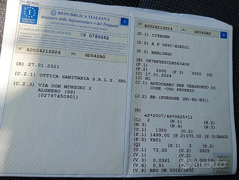 Usata Citroën Berlingo 2021 Monovolume