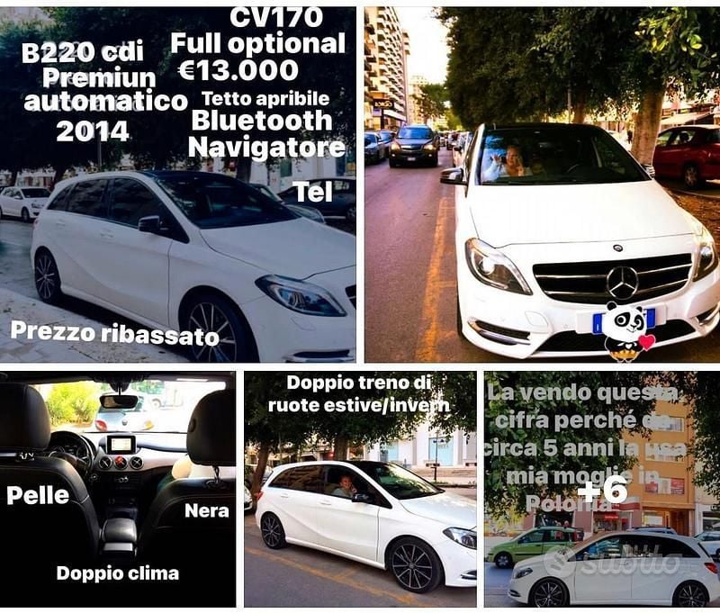 Usata Mercedes B220 2014 Bianco Monovolume