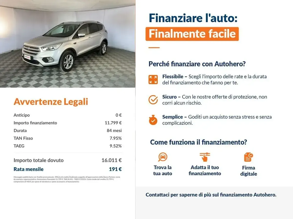 Usata Ford Kuga Titanium 120 CV (88 kW) 2018 Argento SUV