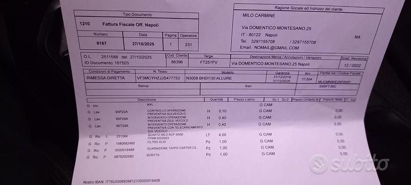 Usata Peugeot 3008 2018 Bianco SUV