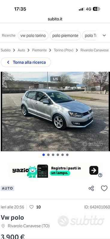 Usata VW Polo 70 CV (51 kW) 2013 Grigio Utilitaria