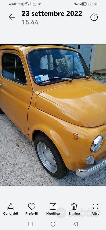 Usata Fiat 500 1970 Giallo Utilitaria