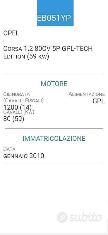 Usata Opel Corsa Club 80 CV (58 kW) 2010 Verde Utilitaria