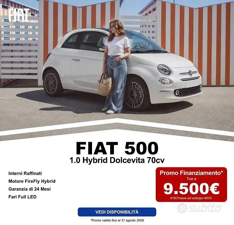Usata Fiat 500 Dolcevita 69 CV (50 kW) 2022 Bianco Berlina