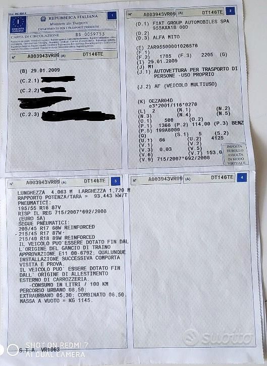 Usata Alfa Romeo MiTo Distinctive 155 CV (114 kW) 2009 Giallo Utilitaria