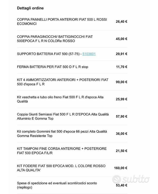 Usata Fiat 500 1970 Bianco Utilitaria