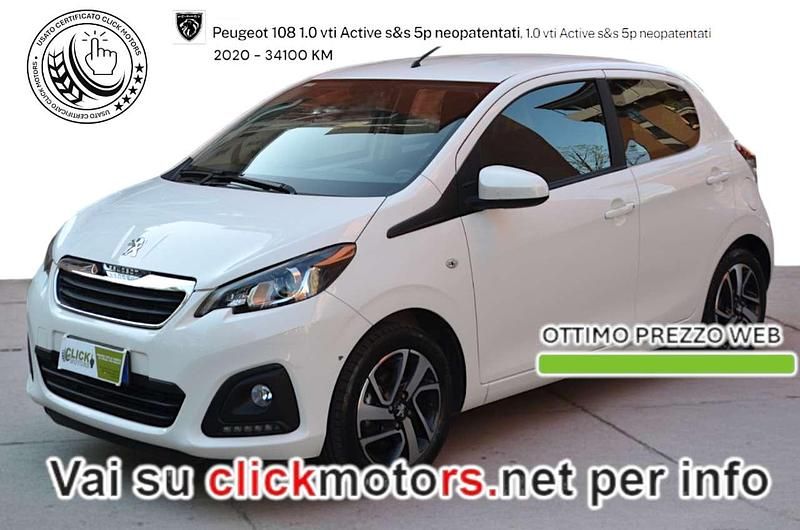 Usata Peugeot 108 Active 72 CV (52 kW) 2020 Bianco Berlina