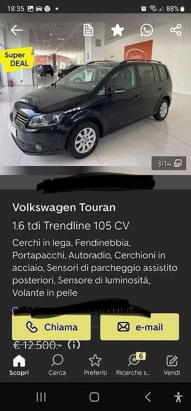 Usata VW Touran Trendline 105 CV (77 kW) 2013 Monovolume