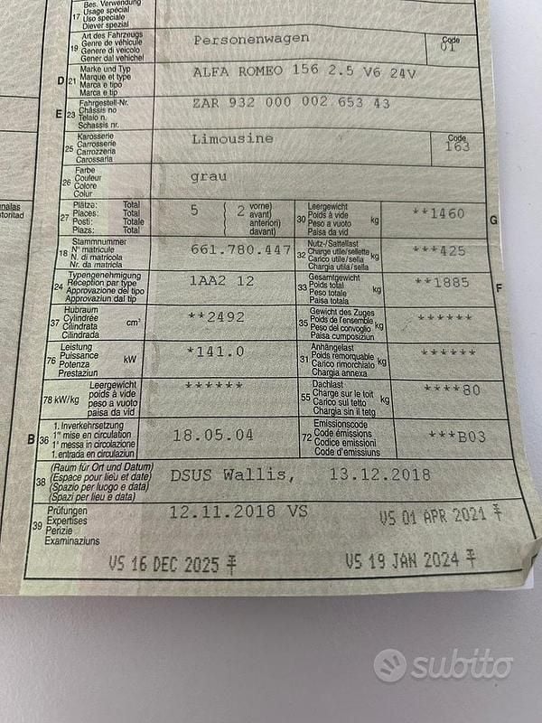 Usata Alfa Romeo 156 2004 Blu Berlina