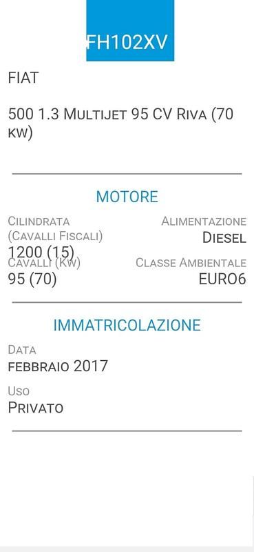 Usata Fiat 500 Riva 95 CV (69 kW) 2017 Grigio Berlina