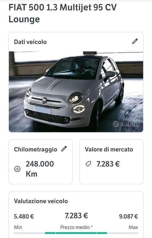 Usata Fiat 500 Lounge 95 CV (69 kW) 2016 Utilitaria