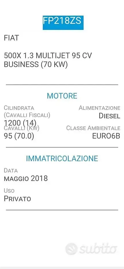 Usata Fiat 500X 95 CV (69 kW) 2018 Bianco SUV
