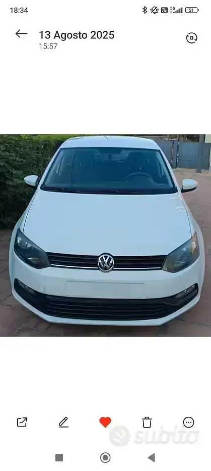 Usata VW Polo 60 CV (44 kW) 2017 Bianco Utilitaria